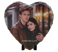 Umitive Placa Fotográfica Personalizada en Piedra, Cuadro con Foto para Regalo de Pareja, Detalle Único para Mujer, Fotos Personalizadas en Marco de Pizarra (Style A)