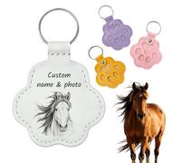 Umitive Ricordo personalizzato per Cavallo, portachiavi in Pelle incisabile con Foto e Nome, scatola per peli di Cavallo, Regalo inciso in Pelle per ricordare un Cavallo defunto