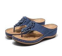 Umiup Chanclas ortopédicas para mujer, sandalias con soporte para el arco para fascitis plantar y pies planos, zapatillas ortopédicas, color azul, 42