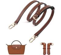 Umiup Correa de cuero vacuno de repuesto para bolso de mano Longchamp con asa, kit de conversión ajustable para bolsa larga Champ Le Pliage ancho: 1,1 cm, L: 95 - 119,9 cm (marrón-dorado A)