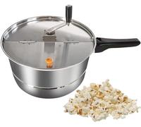 Umiup Máquina de Palomitas de maíz, Estufa de Gas de Acero Inoxidable, Olla de Palomitas de maíz Comercial, máquina Manual Antiadherente para Hacer Palomitas de maíz