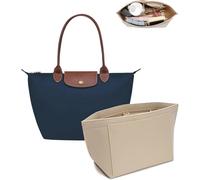 UMIUP Organizador de Bolso de Mano de Fieltro Multipropósito - Plegable Con Varios Bolsillos para Monedero Longchamp (Beige, Mediano)