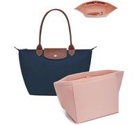 UMIUP Organizador de bolso, organizador de bolso de mano de fieltro de varios bolsillos, organizador plegable para bolso de inserción para monedero Longchamp (rosa, L)