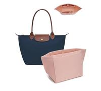 Umiup Organizador de Bolso para Longchamp Le Pliage L, Inserto de Fieltro con Portavasos, 8 Compartimentos, Rosa, Grande 28 x 17 x 25 cm
