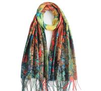 Umjetnost Bufanda suave de cachemira para mujer, bufanda cálida de invierno, chal grande, impresión artística de Monet Van Gogh, C30 azul claro y naranja, Talla única