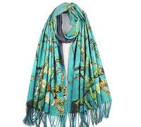 Umjetnost Bufanda suave de cachemira para mujer, bufanda cálida de invierno, chal grande, impresión artística de Monet Van Gogh, C10 Verde, Talla única