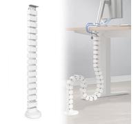 Umllpet Cuba Slim Line Cuadrada, Guía de Cables Flexible de 130 cm, Organizador y Serpentín para Cables, Ideal para Escritorios Fijos y Regulables, Color Blanco