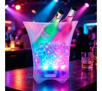 Umllpet Cubo de hielo LED con música, 5 l multicolor, LED, cubitera para champán, cubitera con varios colores degradados, color ajustable, conectividad Bluetooth para festival, fiesta, casa, bar club