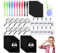 Umllpet Juego de 50 piezas de detectives para niños, regalo de cumpleaños con bolígrafo UV, cuaderno, carnet de detective, lupa, lupa para niños