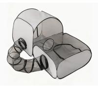 Umllpet Recinto portátil para mascotas con túnel de juego extraíble, tienda plegable para gatos, cachorros, animales pequeños, para interior y camping, parque infantil, color gris, S 100 × 50 × 70 cm