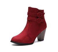 UMore Botas de Mujer Otoño Invierno 2025 Tacon Bajo Zapatos Largas Botas Forrado de Piel Antideslizante Cómodo Cremallera Hebilla