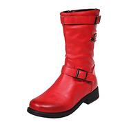 UMore Botines de Caña Media para Mujer Moda Botas Altas Invierno Mujer, Zapatos Mujer Cuña Planos Sintética Peluche Jinete Bajo Cómodos Peludas Calentitas…