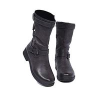 UMore Botines de Caña Media para Mujer Moda Botas Altas Invierno Mujer, Zapatos Mujer Cuña Planos Sintética Peluche Jinete Bajo Cómodos Peludas Calentitas…