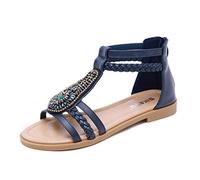 UMore Sandalias para Mujer, Summer Beach Sandalias Planas de Gladiador Sandalias de Punta Abierta Boho para Mujer Sandalias cómodas con Correa en el Tobillo Chanclas…
