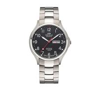 UMR RUHLA - Reloj clásico de titanio para hombre - Caja de titanio satinado y pulida de 40 mm de diámetro - Indicador de fecha y día de la semana i - Esfera negra - Movimiento de cuarzo - Correa de