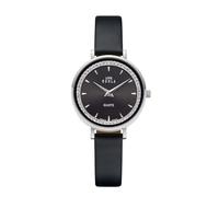 UMR RUHLA Style 20692-1 - Reloj elegante para mujer con piedras preciosas, movimiento de cuarzo GL22, diámetro de 32 mm, acero inoxidable, esfera negra y correa de piel, elegante reloj para mujer con