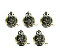 Umsoxhy 5X Reloj de Bolsillo del Gran Dragón Retro Nostálgico Estilo en Relieve Bronce Grande