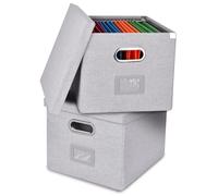 Umtiti 2 cajas organizadoras de archivos de tamaño A4 con tapa (carpetas no incluidas), tamaño carta, almacenamiento de carpetas de archivos, caja de archivos colgante duradera fácil de deslizar para