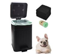 Umtiti UP5L-BK-Fang - Cubo de basura para excrementos caninos (5 L, con tapa para exteriores, filtro de carbón activado y bolsas de plástico, 5 L)