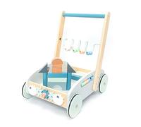 UMU 5 en 1 de madera para niños pequeños con ruedas de goma y centro de actividades (clasificación y construcción con bloques, juego de perlas, etc.)