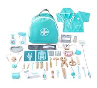 UMU® Deluxe maletín Medico de Madera para niños con Estetoscopio, esfigmomanómetro, Kit de Dentista, etc., Juego de Doctora Juguetes, maletín medicos Juguete de 36 Piezas para niños de 3, 4, 5 años