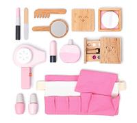 UMU® Juego de cosméticos de Madera para niños con Bolsa Que Incluye Maquillaje, secador de Pelo, Espejo, Perfume etc., Juego de Maquillaje de imitación, Juguete de 12 pzas. para niños de 3, 4, 5 años