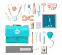 UMU® Maletín Medico de Madera para niños con Estetoscopio, esfigmomanómetro, Kit de Dentista, etc., Juego de Doctora Juguetes, maletín medicos Juguete de 18 Piezas para niños y niñas de 3, 4, 5 años
