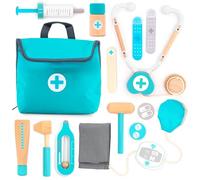 UMU® Mini Maletín de Doctor Infantil de Madera - Juego de Médico 14 Piezas con Estetoscopio, Tensiómetro y Más, Set de Juego de rol para Niños y Niñas a Partir de 3 4 5 6 Años