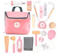 UMU® Mini Maletín de Doctor Infantil de Madera - Juego de Médico 14 Piezas con Estetoscopio, Tensiómetro y Más, Set de Juego de rol para Niñas a Partir de 3 4 5 6 Años