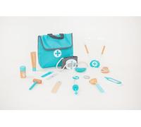 UMU Mini maletín médico para niños, juego de madera - con estetoscopio, monitor de presión arterial y más, maletín de doctor, juguete para jugar rol, 14 piezas, kit médico para niños a partir de 3, 4