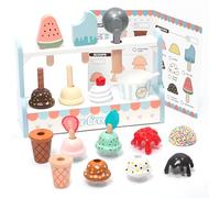 UMU - Tienda de hielo de madera para niños, cocina de hielo con accesorios (cuchara, cornetes, etc.) - Apto a partir de 3 años