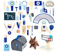 UMU® Veterinario juego para niños de madera con modelo de perro, estetoscopio, monitor de presión arterial y mucho más. Juguetes veterinarios para juego de rol, 4, 5 años de edad niñas y niños