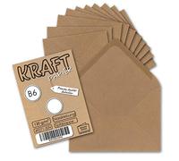 UmWelt by Gustav Neuser® 100 sobres vintage DIN B6 125 x 178 mm de papel de estraza reciclado de 120 g/m² color marrón, sobres de pegado en húmedo, con solapa en punta