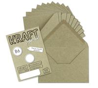 UmWelt by Gustav Neuser 50 sobres vintage en gris DIN B6, 125 x 178 mm, papel de estraza reciclado de 120 g/m², pegado en húmedo con solapa en punta