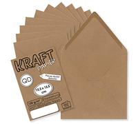 UmWelt® by Gustav Neuser® - Sobres vintage cuadrados de papel de estraza de 155 x 155 mm, solapa en punta con cierre adhesivo húmedo, color Arena Marrón 50 Umschläge