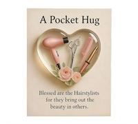Un abrazo de bolsillo para estilistas, mini herramientas de peluquería, ficha de abrazo de bolsillo de corazón con tarjetas de aliento, regalos de agradecimiento para tu estilista, adornos de