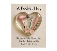 Un abrazo de bolsillo para estilistas, mini herramientas de peluquería, símbolo de corazón con tarjetas de felicitación, regalo inspirador para profesionales de la belleza, adorno navideño -Pink-1PCS