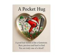 Un abrazo de bolsillo para estilistas, mini herramientas de peluquería, símbolo de corazón con tarjetas de felicitación, regalo inspirador para profesionales de la belleza, adorno navideño -Red-1PCS