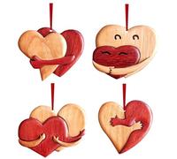 Un Abrazo de Mi Corazón para Ti Tallas de Madera Hechas a Mano, Abrazos de Corazón de Madera Corazones Amorosos Colgante de Madera Creativo para él Ella, Ficha de Corazón de