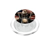 Un águila Montando una Motocicleta con diseño patriótico de la Bandera de EE. UU. PopSockets PopGrip para MagSafe