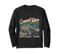 Un alce en Grand Teton National Park Vintage Senderismo Camping Manga Larga