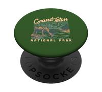 Un alce en Grand Teton National Park Vintage Senderismo Camping PopSockets PopGrip Adhesivo