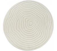 Un amour de tapis Alfombra redonda, diseño moderno y tono sobre tono, crema ø160cm