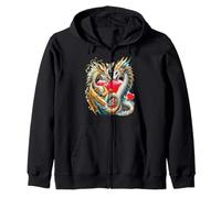 Un animado dragón de Cuty azul y plateado y dorado Sudadera con Capucha