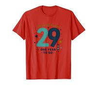 Un año hasta el Gran 3-0: Regalo de Cuenta Regresiva de cumpleaños 29 Camiseta, Hombre, Rojo, XXL