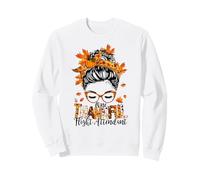 Un Asistente de Vuelo Agradecido moño desordenado otoño Acción de Gracias Sudadera