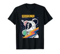 Un Astronauta en el Espacio gráfico de Dibujos Animados Houston Texas Souvenir Camiseta