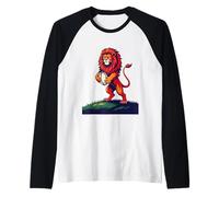Un audaz león Rojo se Levanta desenfrenado Camiseta Manga Raglan
