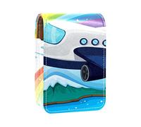 Un avión cerca del arco iris, soporte para pintalabios, estuche portátil para lápiz labial, mini caja de almacenamiento de lápiz labial, estuche organizador de viaje con espejo para mujer, Varios colores, 9.5x2x7 cm/3.7x0.8x2.7 in