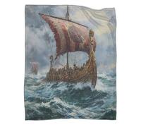 Un barco vikingo navegando por mares tempestuosos en invierno Blanket Sofa Throw 3D Impreso Es Suave Y Cómodo Al Tacto,adecuado Para Que Toda La Familia Se Mantenga Abrigada 50x60inch(127x152cm)